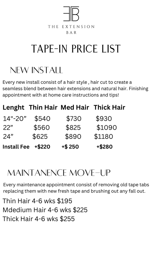 Tape- In Price List